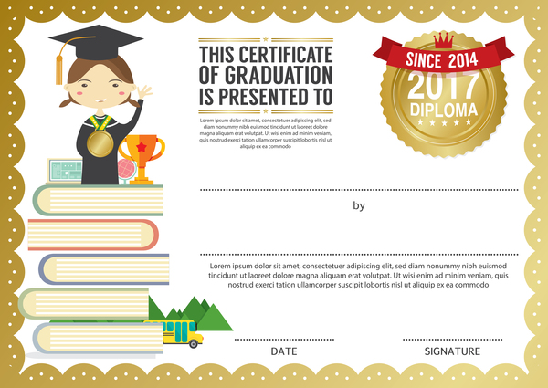 Kids with diploma templates vectors 02