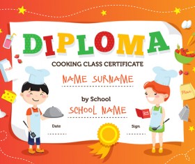 Kids with diploma templates vectors 04