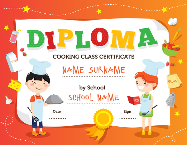 Kids with diploma templates vectors 04