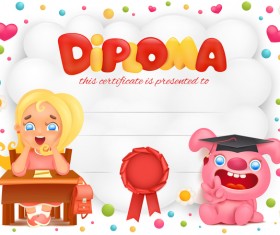 Kids with diploma templates vectors 05