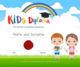 Kids with diploma templates vectors 06
