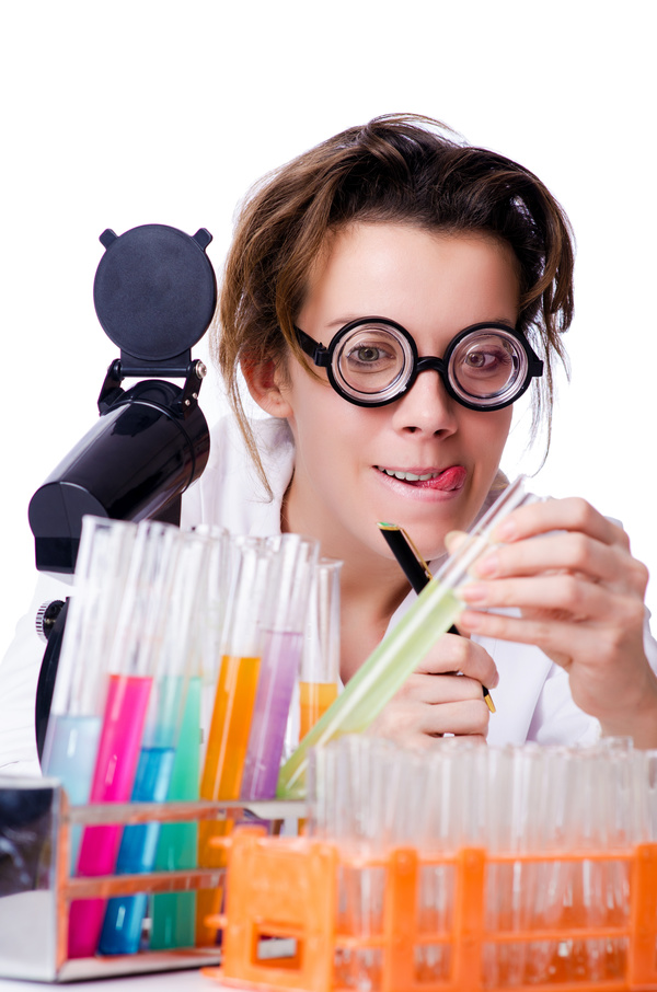 Lab technician with funny expression Stock Photo