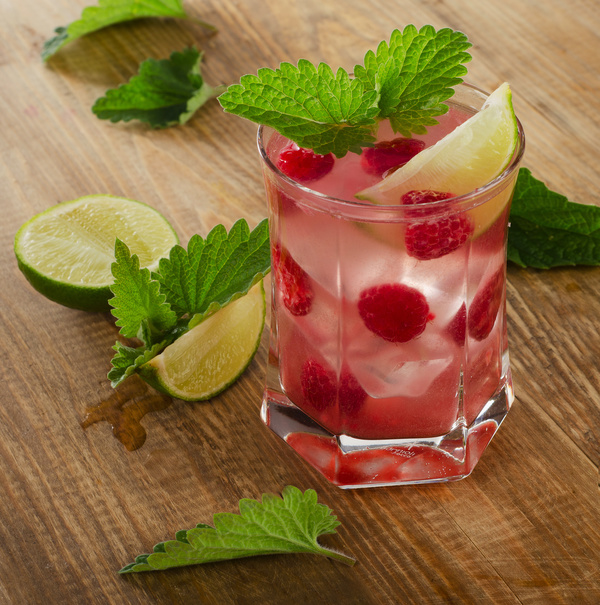Lemon Ice Raspberry drink Stock Photo