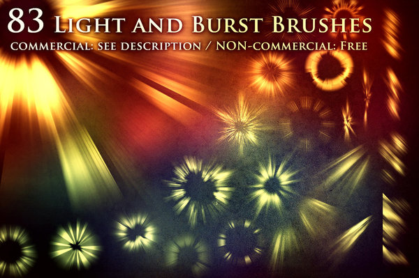 Light and burst photoshop brushes set