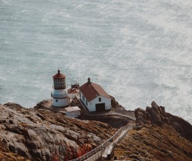 Lighthouse on the island Stock Photo