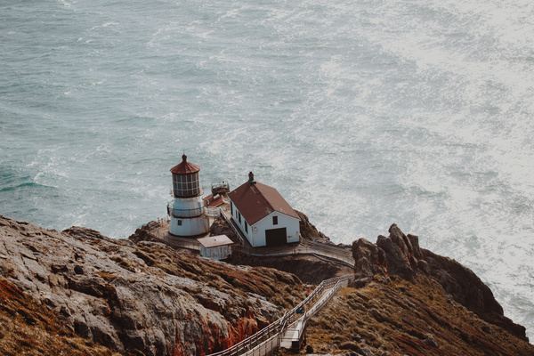 Lighthouse on the island Stock Photo
