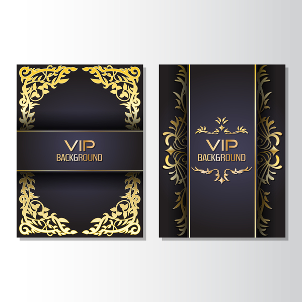 Luxury golden VIP brochure cover template vectors 01