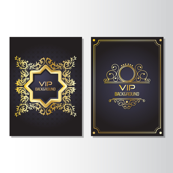 Luxury golden VIP brochure cover template vectors 02