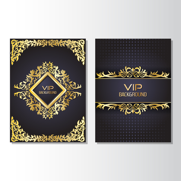 Luxury golden VIP brochure cover template vectors 03