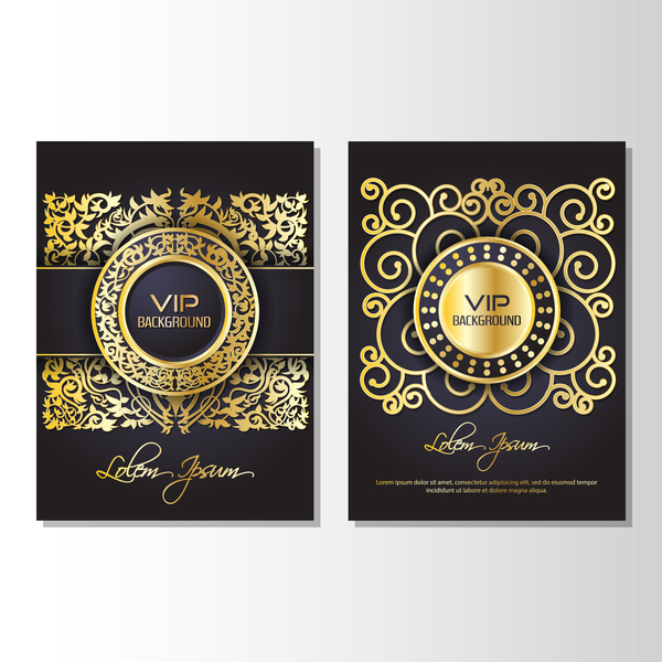 Luxury golden VIP brochure cover template vectors 04