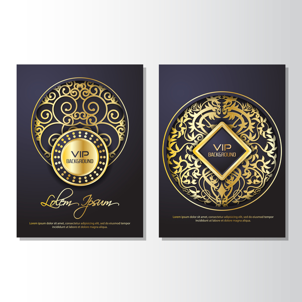 Luxury golden VIP brochure cover template vectors 05