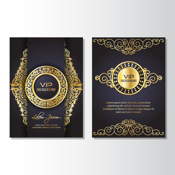 Luxury golden VIP brochure cover template vectors 06