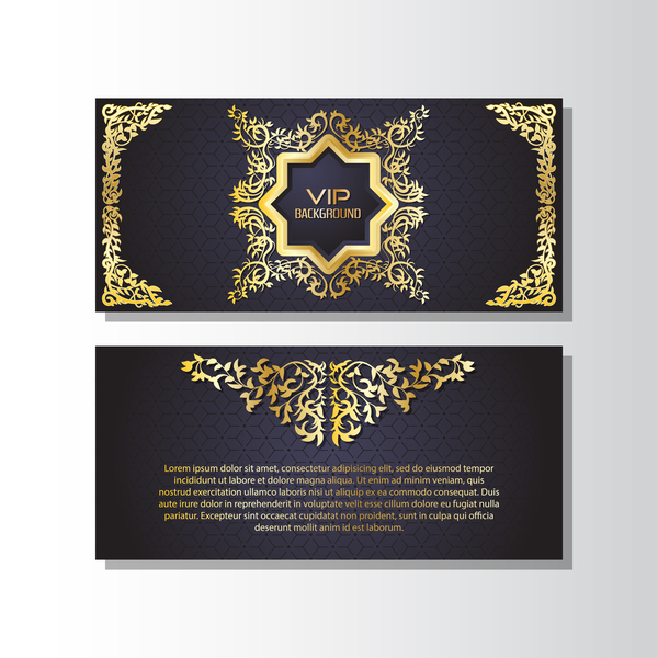 Luxury golden VIP brochure cover template vectors 07