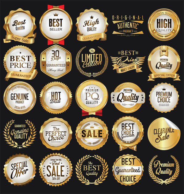 Luxury white labels and laurels collection vector illustration