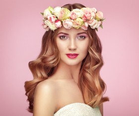 Make-up girl wearing a garland Stock Photo 02
