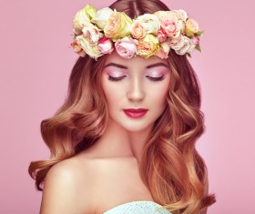 Make-up girl wearing a garland Stock Photo 03