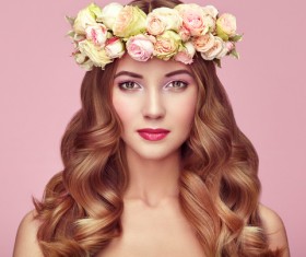 Make-up girl wearing a garland Stock Photo 04