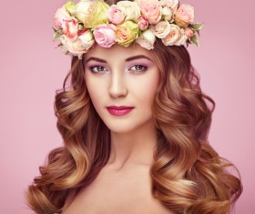 Make-up girl wearing a garland Stock Photo 05