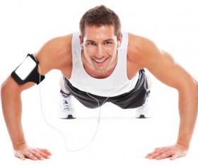 Man doing pushups Stock Photo