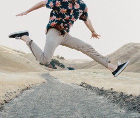 Man posing with jumping style Stock Photo