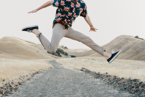 Man posing with jumping style Stock Photo