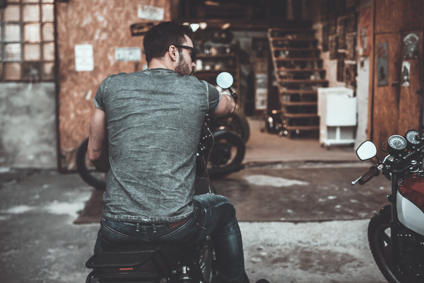 Man riding motorcycle Stock Photo 02