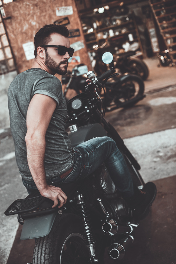 Man riding motorcycle Stock Photo 04