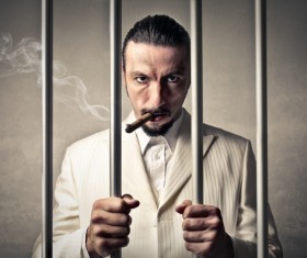 Man smoking cigar Stock Photo