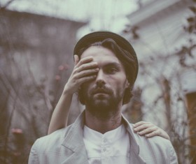 Man with funny posing style Stock Photo