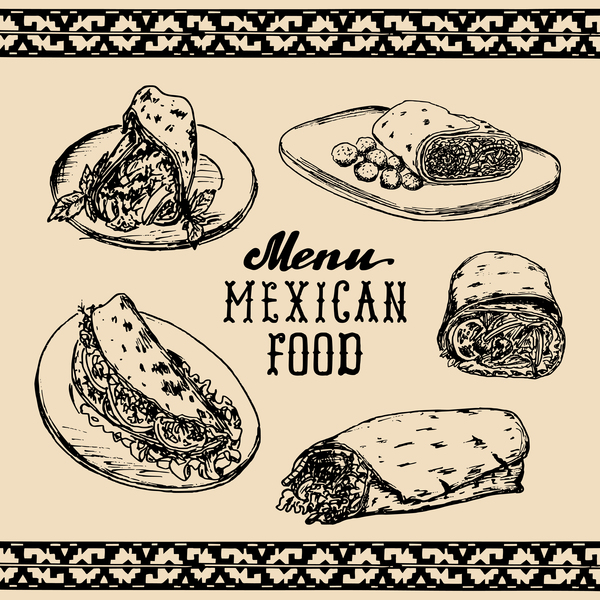 Mexican food menu cover template vector 02