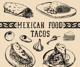 Mexican food tacos vector material