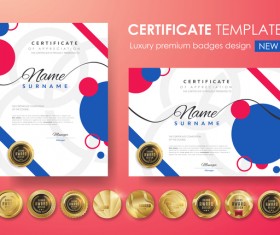 Modern certificate template with golden badge vectors 05