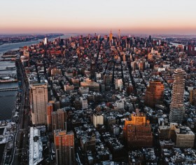 Modern crowded city landscape from height Stock Photo