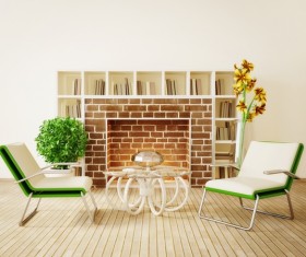 Modern interior room with stylish furniture Stock Photo 04