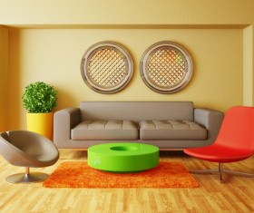 Modern interior room with stylish furniture Stock Photo 05