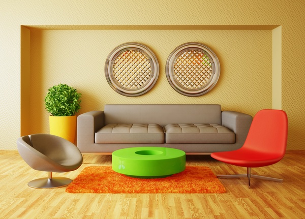 Modern interior room with stylish furniture Stock Photo 05