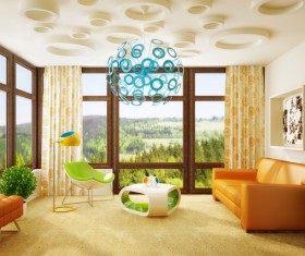 Modern interior room with stylish furniture Stock Photo 06