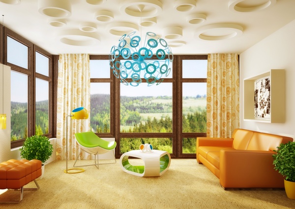 Modern interior room with stylish furniture Stock Photo 06