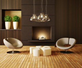 Modern interior room with stylish furniture Stock Photo 07