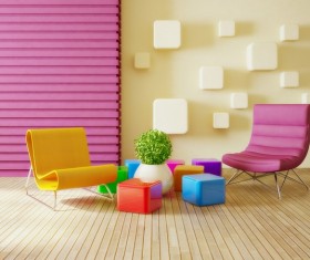 Modern interior room with stylish furniture Stock Photo 08