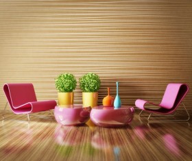 Modern interior room with stylish furniture Stock Photo 09