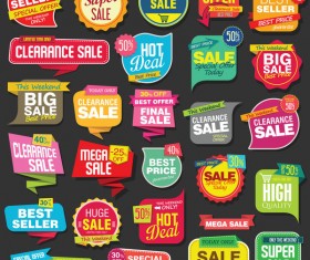 Modern origami sale stickers and tags colorful vector 01