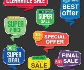 Modern origami sale stickers and tags colorful vector 02