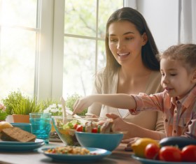 Mother and daughter in the kitchen Stock Photo 02