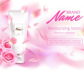 Nature rose water cosmetic AD poster template vector 03