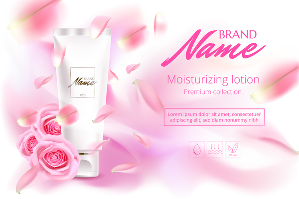 Nature rose water cosmetic AD poster template vector 03