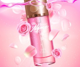 Nature rose water cosmetic AD poster template vector 04