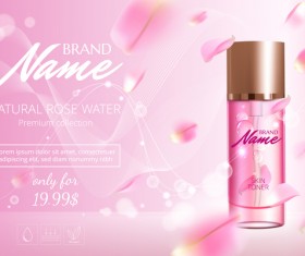 Nature rose water cosmetic AD poster template vector 05