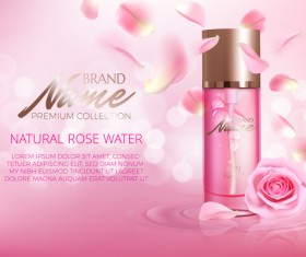 Nature rose water cosmetic AD poster template vector 06