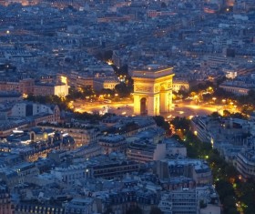 Night view of Arc de Triomphe Paris France Stock Photo